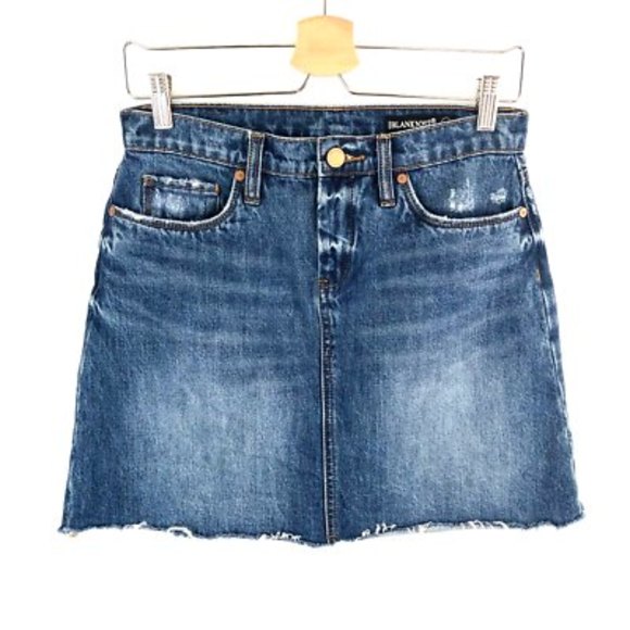 BLANKNYC Denim Mini Skirt Size 26 Distressed Frayed Hem Jean 100% Cotton Casual - Picture 1 of 8